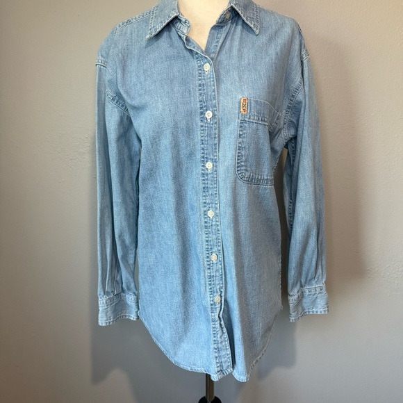 Vintage Express Denim Button-Up Shirt – Light Wash – Made in Hong Kong - Picture 2 of 6